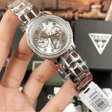 Buy Shop Guess Enchanting Diamonds Silver Dial Silver Steel Strap Watch for Women - W0305L1 USA Online