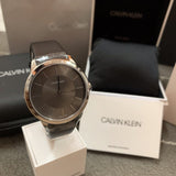 Buy Shop Calvin Klein Minimal Black Dial Black Leather Strap Watch for Men - K3M211C4 USA Online