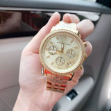 Buy Shop Michael Kors Runway Chronograph Gold Dial Gold Steel Strap Watch For Women - MK5698 USA Online