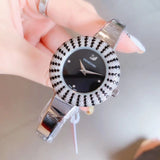 Buy Shop Swarovski Crystal Rose Black Dial Silver Steel Strap Watch for Women - 5484076 USA Online