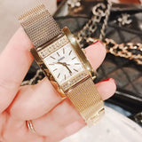 Buy Shop Guess Nouveau Diamonds Gold Dial Gold Mesh Bracelet Watch for Women - W0127L2 USA Online
