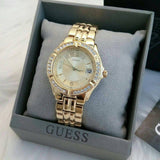 Buy Shop Guess Dazzling Diamonds Gold Dial Gold Steel Strap Watch for Women - W85110L1 USA Online