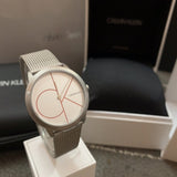 Buy Shop Calvin Klein Minimal White Dial Silver Mesh Bracelet Watch for Women - K3M52152 USA Online