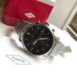 Buy Shop Fossil The Commuter Black Dial Silver Steel Strap Watch for Men - FS5399 USA Online