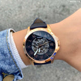 Buy Shop Fossil Grant Automatic Skeleton Blue Dial Blue Leather Strap Watch for Men - ME3102 USA Online