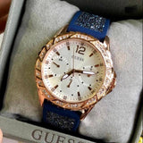 Buy Shop Guess Swirl Analog Quartz White Dial Blue Rubber Strap Watch for Women - W1096L4 USA Online