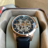 Buy Shop Fossil Townsman Automatic Skeleton Black Dial Black Leather Strap Watch for Men - ME3084 USA Online