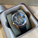 Buy Shop Fossil Townsman Automatic Skeleton Black Dial Black Leather Strap Watch for Men - ME3084 USA Online