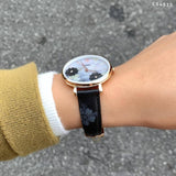 Buy Shop Fossil Jacqueline Mother of Pearl Dial Black Leather Strap Watch for Women - ES4535 USA Online