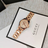 Buy Shop Gucci G Timeless Quartz Rose Gold Dial Rose Gold Steel Strap Watch For Women - YA126567 USA Online