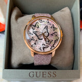 Buy Shop Guess Mariposa Pink Dial Pink Leather Strap Watch for Women - GW0008L2 USA Online