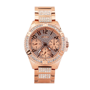 Buy Shop Guess Frontier Diamonds Rose Gold Dial Rose Gold Steel Strap Watch For Women - W1156L3 USA Online