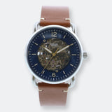 Buy Shop Fossil Commuter Automatic Skeleton Blue Dial Brown Leather Strap Watch for Men - ME3159 USA Online