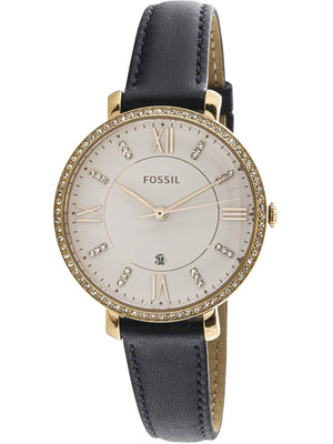 Buy Shop Fossil Jacqueline White Dial Blue Leather Strap Watch for Women - ES4291 USA Online
