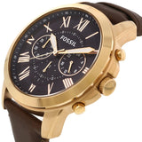 Buy Shop Fossil Grant Chronograph Blue Dial Brown Leather Strap Watch for Men - FS5068 USA Online