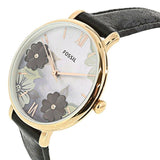 Buy Shop Fossil Jacqueline Mother of Pearl Dial Black Leather Strap Watch for Women - ES4535 USA Online