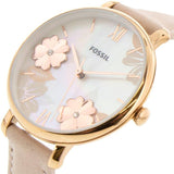 Buy Shop Fossil Jacqueline Three Hand Mother of Pearl Dial Pink Leather Strap Watch for Women - ES4671 USA Online