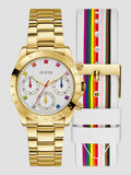 Buy Shop Guess Exclusive Multi Color White Dial Gold Steel Strap Watch for Women - GW0457L1 USA Online
