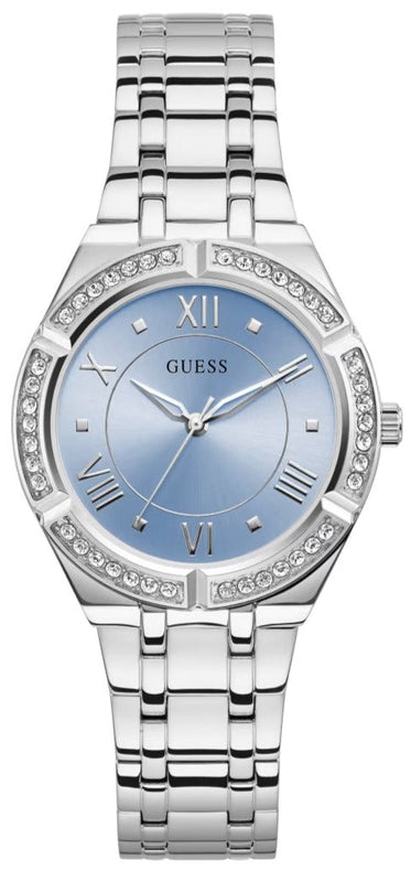 Buy Shop Guess Cosmo Diamonds Blue Dial Silver Steel Strap Watch for Women - GW0033L5 USA Online