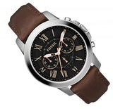 Buy Shop Fossil Grant Chronograph Black Dial Brown Leather Strap Watch for Men - FS4813 USA Online
