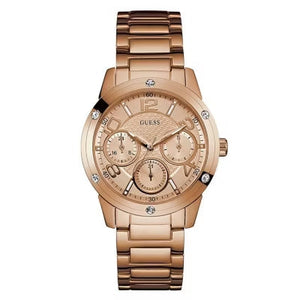 Buy Shop Guess Studio Rose Gold Dial Rose Gold Steel Strap Watch For Women - W0778L3 USA Online