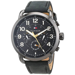 Buy Shop Tommy Hilfiger Briggs Black Dial Black Leather Strap Watch for Men - 1791426 USA Online