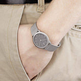 Buy Shop Calvin Klein Minimal Grey Dial Silver Mesh Bracelet Watch for Women - K3M53154 USA Online