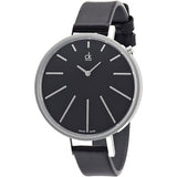 Buy Shop Calvin Klein Equal Black Dial Black Leather Strap Watch for Women - K3E231C1 USA Online