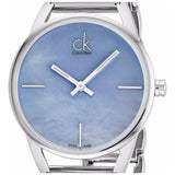 Buy Shop Calvin Klein Stately Blue Mother of Pearl Dial Silver Steel Strap Watch for Women - K3G2312N USA Online