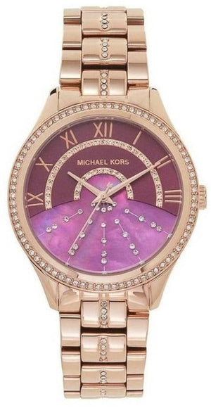 Buy Shop Michael Kors Lauryn Pink Dial Rose Gold Steel Strap Watch for Women - MK3722 USA Online