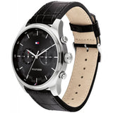 Buy Shop Tommy Hilfiger Deacan Grey Dial Black Leather Strap Watch for Men - 1791548 USA Online