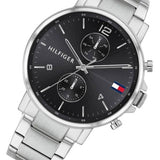 Tommy Hilfiger Daniel Black Dial Silver Steel Strap Watch for Men - 1710413