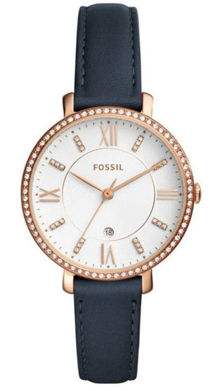 Buy Shop Fossil Jacqueline White Dial Blue Leather Strap Watch for Women - ES4291 USA Online