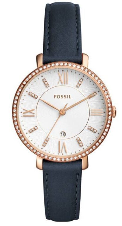 Buy Shop Fossil Jacqueline White Dial Blue Leather Strap Watch for Women - ES4291 USA Online