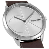 Buy Shop Calvin Klein Minimal Silver Dial Brown Leather Strap Watch for Men - K3M211G6 USA Online