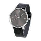 Buy Shop Calvin Klein Grey Dial Black Leather Strap Watch for Women - K2Y2Y1CU USA Online