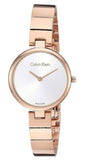 Calvin Klein Authentic White Dial Rose Gold Steel Strap Watch for Women - K8G23646