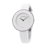 Calvin Klein Chic White Dial White Leather Strap Watch for Women - K7N23TK2