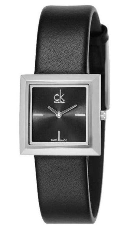 Buy Shop Calvin Klein Mark Black Dial Black Leather Strap Watch for Women - K3R231C1 USA Online
