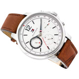 Buy Shop Tommy Hilfiger Landon Chronograph White Dial Brown Leather Strap Watch for Men - 1791531 USA Online