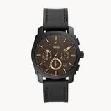 Buy Shop Fossil Machine Chronograph Black Dial Black Leather Strap Watch for Men - FS5586 USA Online