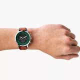 Buy Shop Fossil Dillinger Luggage Chronograph Green Dial Brown Leather Strap Watch for Men - FS5734 USA Online