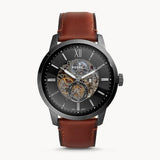 Buy Shop Fossil Townsman Automatic Skeleton Black Dial Brown Leather Strap Watch for Men - ME3181 USA Online