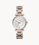 Buy Shop Fossil Carlie Silver Dial Two Tone Steel Strap Watch for Women - ES4342 USA Online