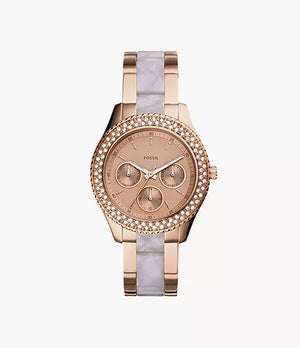 Buy Shop Fossil Stella Multifunction Rose Gold Dial Two Tone Steel Strap Watch for Women - ES4755 USA Online