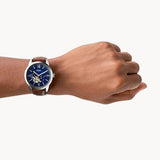 Buy Shop Fossil Townsman Automatic Blue Dial Brown Leather Strap Watch for Men - ME3110 USA Online
