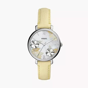 Buy Shop Fossil Jacqueline Three-Hand White Dial Yellow Leather Strap Watch for Women - ES4812 USA Online