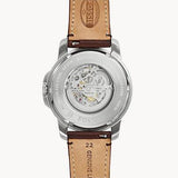 Buy Shop Fossil Grant Automatic Beige Skeleton Dial Brown Leather Strap Watch for Men - ME3099 USA Online