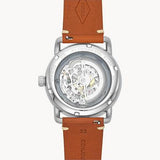 Buy Shop Fossil Commuter Automatic Skeleton Blue Dial Brown Leather Strap Watch for Men - ME3159 USA Online
