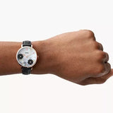 Buy Shop Fossil Jacqueline Mother of Pearl Dial Black Leather Strap Watch for Women - ES4535 USA Online